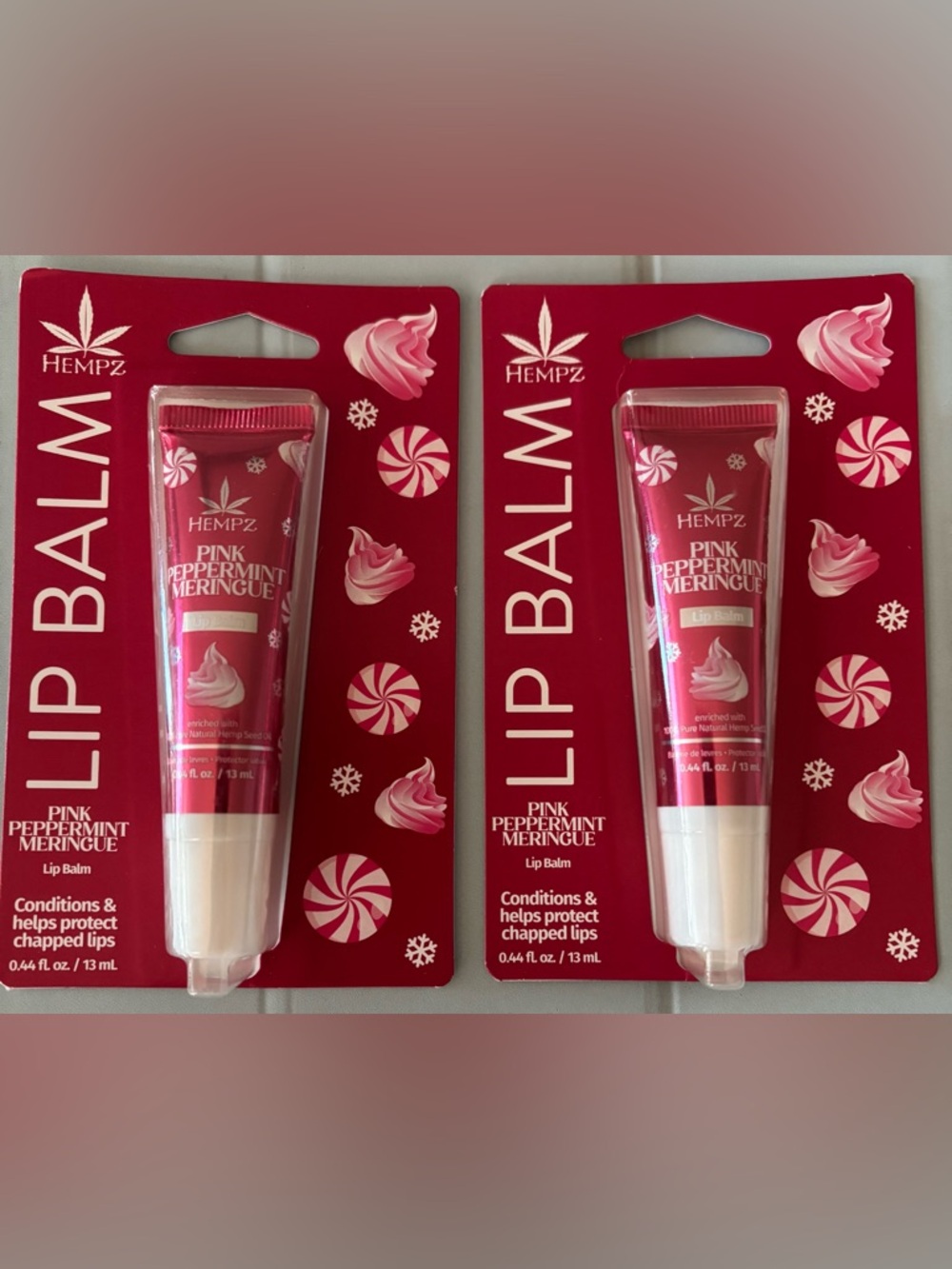 Set of 2 Hempz Pink Peppermint Meringue Lip Balm